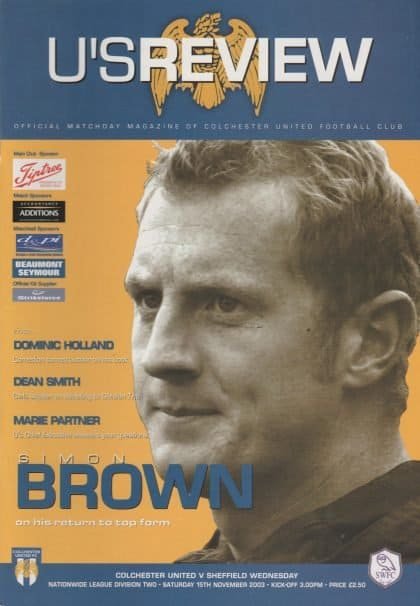Colchester United v Sheffield Wednesday  15-Nov-2003