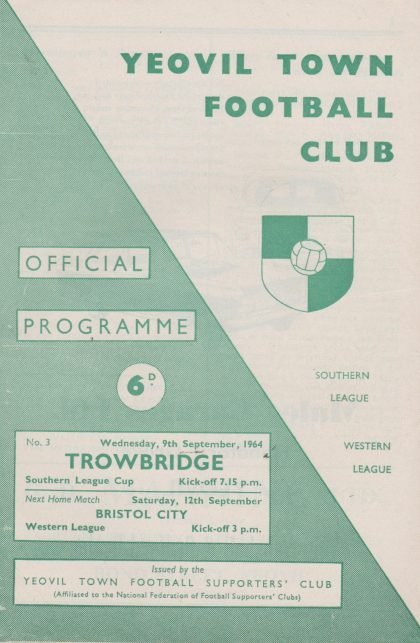 Yeovil Town v Trowbridge Town  09-Sep-1964