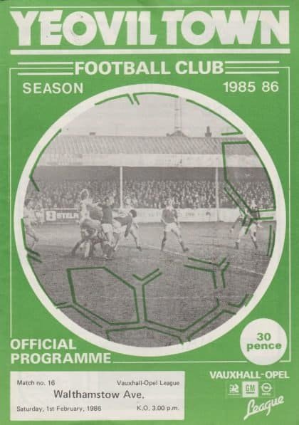 Yeovil Town v Walthamstowe Avenue 01-Feb-1986