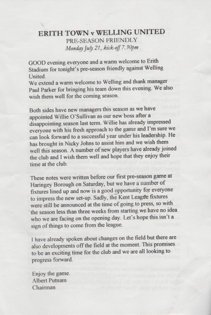Erith Town v Welling United 21-Jul-2003