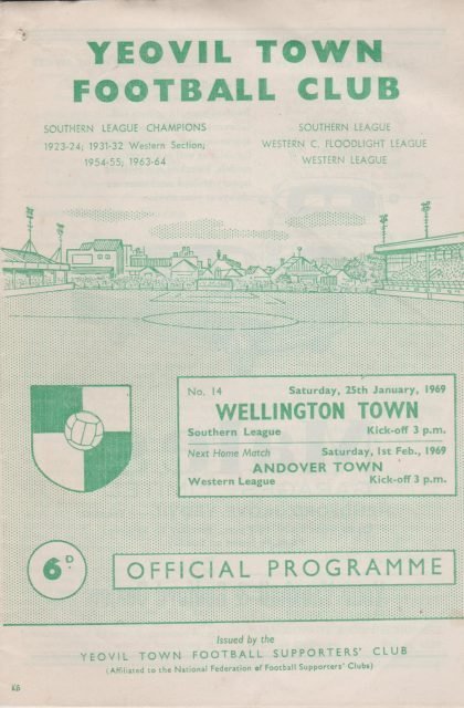 Yeovil Town Reserves v Welton Rovers  02-Nov-1969