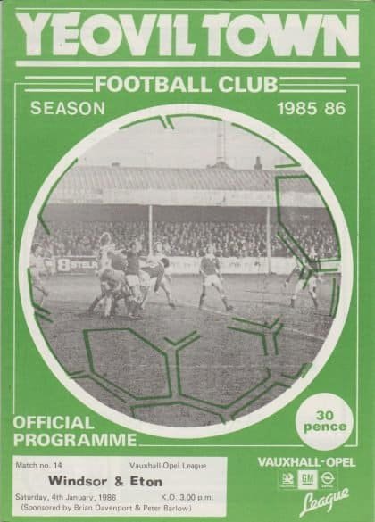 Yeovil Town v Windsor & Eton 04-Jan-1986