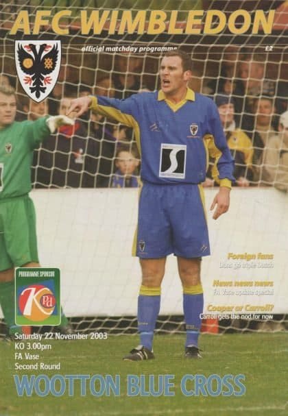 AFC Wimbledon v Wootton Blue Cross  22-Nov-2003