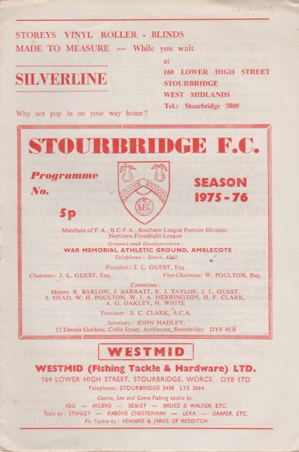 Stourbridge  v Yeovil Town 13-Dec-1975