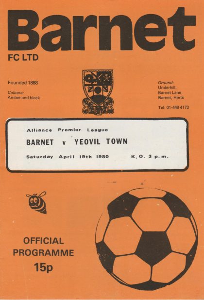 Barnet v Yeovil Town 19-Apr-1980