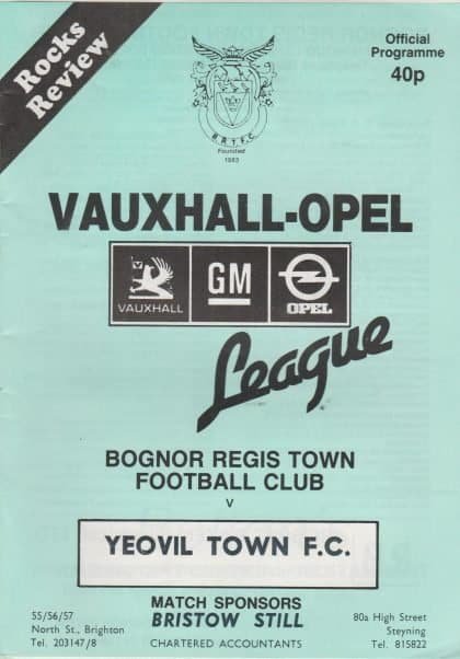 Bognor Regis Town v Yeovil Town 19-Sep-1987