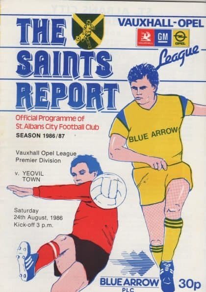 St Albans City v Yeovil Town 24-Aug-1986