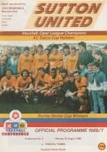 Sutton United v Yeovil Town 25-Aug-1986