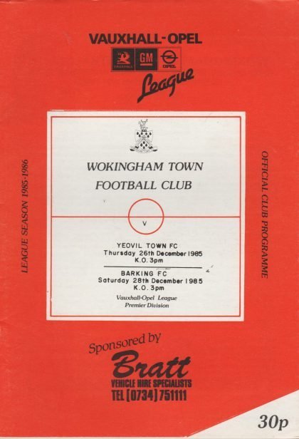 Wokingham Town v Barking 28-Dec-1985