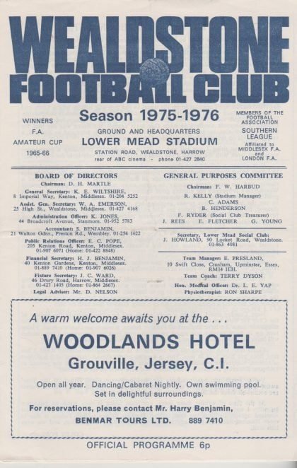 Wealdstone v Yeovil Town 27-Mar-1976