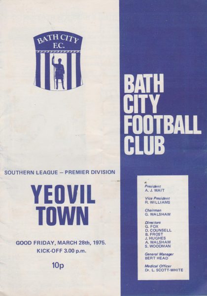 Bath City v Yeovil Town 28-Mar-1975