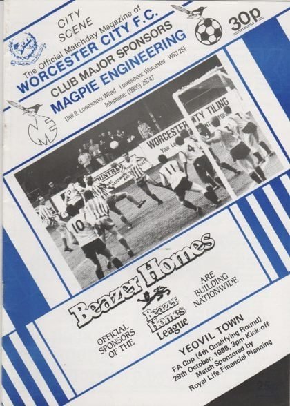 Worcester City v Yeovil Town 29-Oct-1988