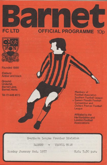 Barnet v Yeovil Town 02-Jan-1977