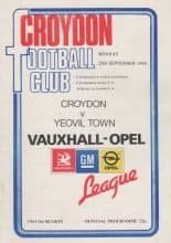 Croydon v Yeovil Town 02-Sep-1985