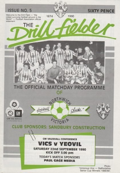Northwich Victoria v Yeovil Town 22-Sep-1990