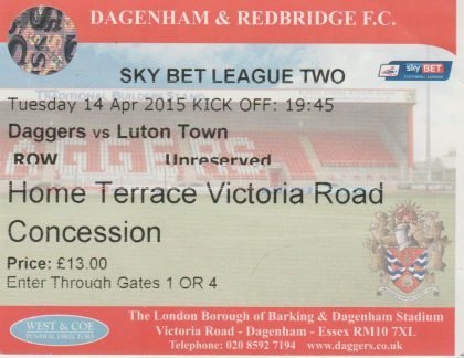 Dagenham & Redbridge v Luton Town  14-Apr-2015