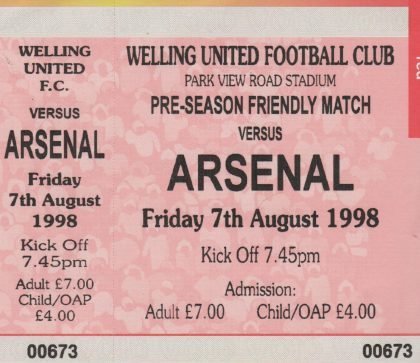 Welling United v Arsenal 07-Aug-1998