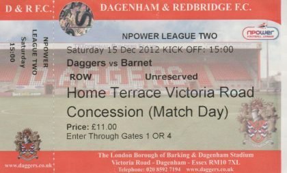 Dagenham & Redbridge v Barnet   15-Dec-2012