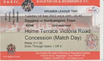 Dagenham & Redbridge v Northampton Town 18-Sep-2012