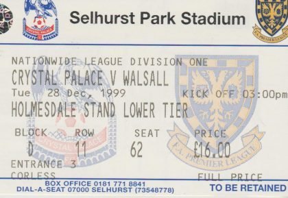 Crystal Palace v Walsall 28-Dec-1999