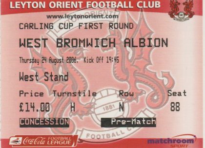 Leyton Orient v West Bromwich Albion 24-Aug-2006