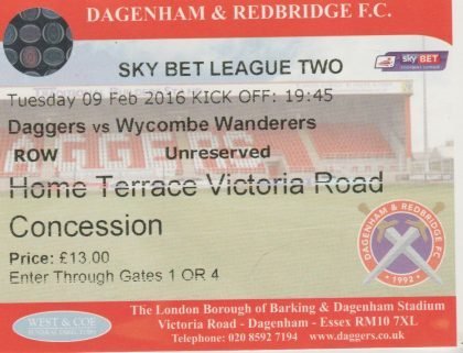 Dagenham and Redbridge v Wycombe Wanderers 09-Feb-2016