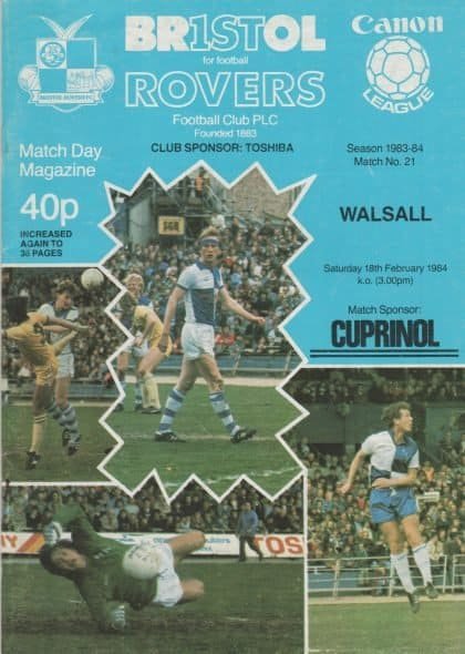 Bristol Rovers v Walsall 18-Feb-1984