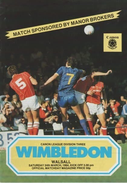 Wimbledon v Walsall  24-Mar-1984