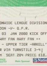 Swindon Town v Queens Park Rangers 03-Jan-2000