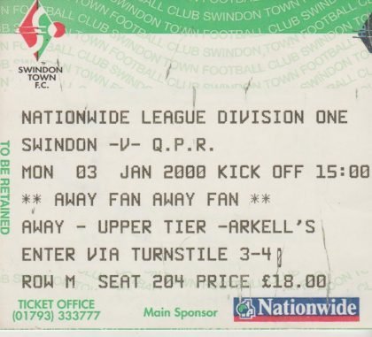 Swindon Town v Queens Park Rangers 03-Jan-2000