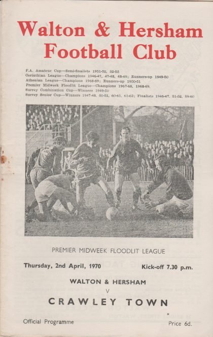 Walton & Hersham v Crawley Town 02-Apr-1970