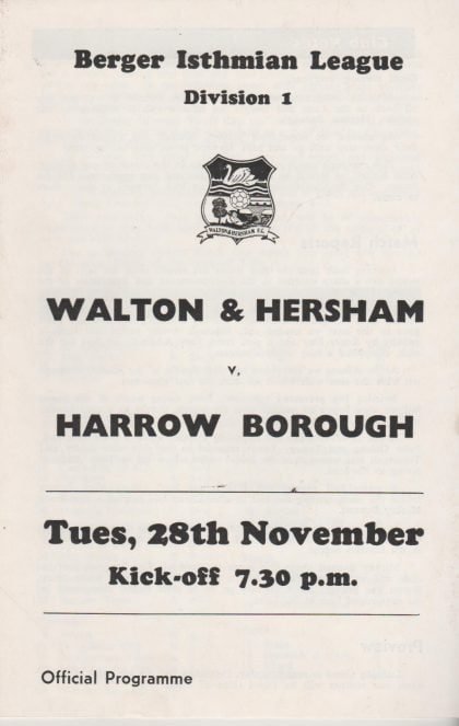 Walton & Hersham v Harrow Borough  28-Nov-1977