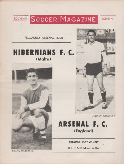 Hibernians (Malta) v Arsenal 20-May-1969
