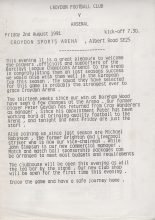 Croydon v Arsenal   02-Aug-1991