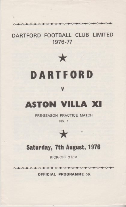 Dartford v Aston Villa XI   07-Aug-1976