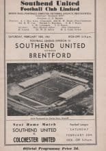 Southend United v Brentford 18-Feb-1961
