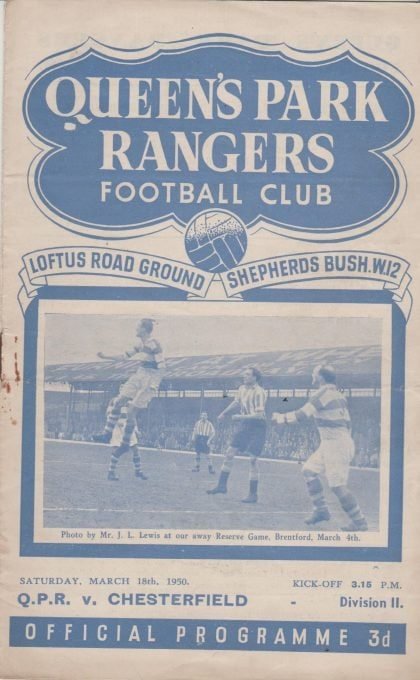 Queens Park Rangers v Chesterfield 18-Mar-1950