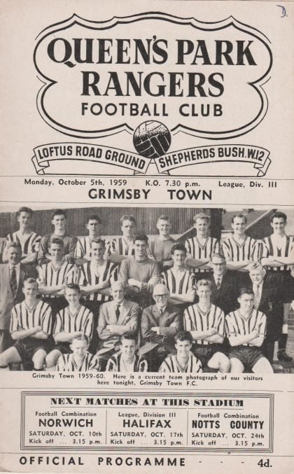 Queens Park Rangers v Grimsby Town 05-Oct-1959