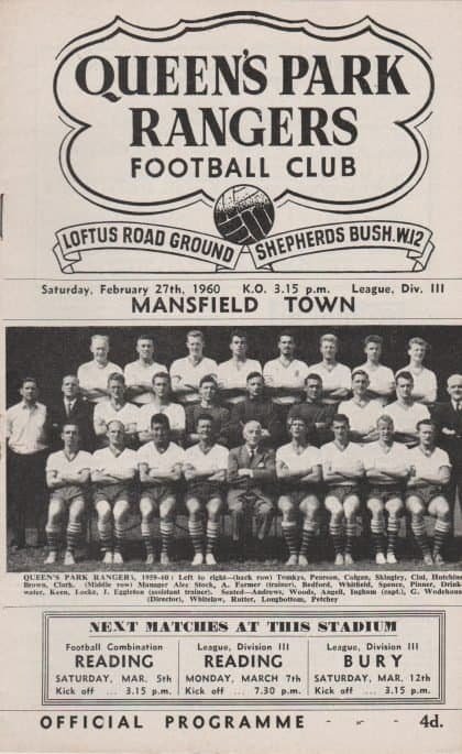 Queens Park Rangers v Mansfield Town 27-Feb-1960