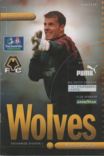 Wolverhampton Wanderers v Middlesbrough  01-Nov-1997