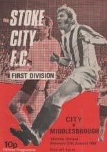 Stoke City v Middlesbrough 31-Aug-1974