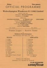 Wolverhampton Wanderers Reserves v Newcastle United Reserves 20-Feb-1991