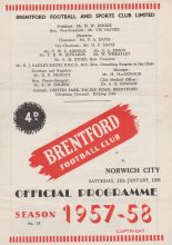 Brentford v Norwich City  11-Jan-1958