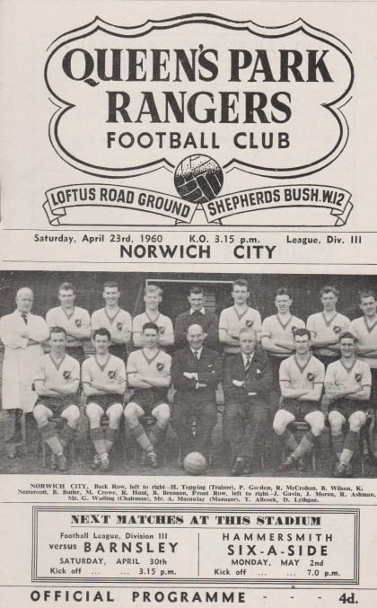 Queens Park Rangers v Norwich City 23-Apr-1960