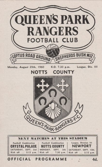 Queens Park Rangers v Notts County  29-Aug-1960