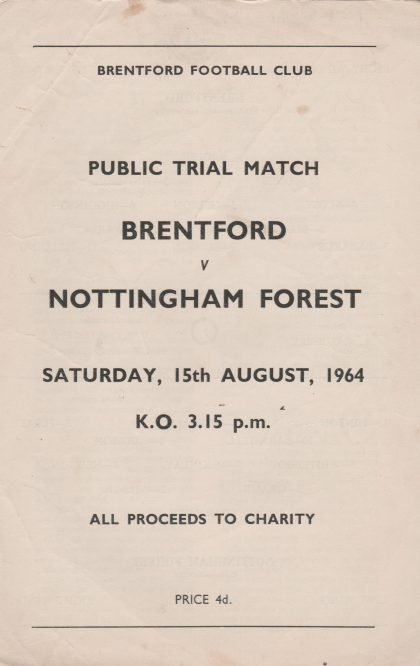 Brentford v Nottingham Forest 15-Aug-1964