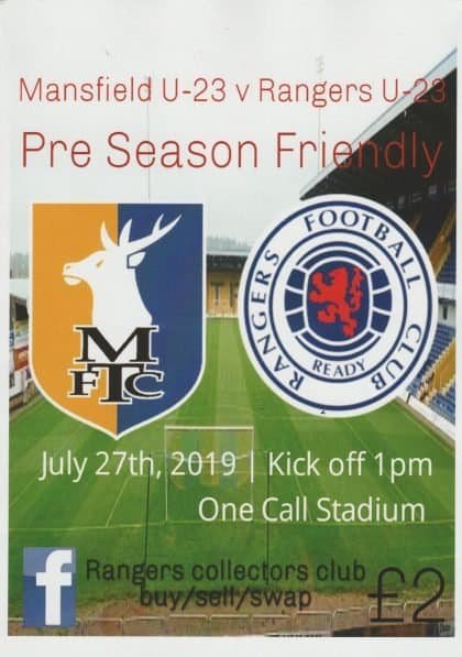 Mansfield Town U23 v Glasgow Rangers U23 27-Jul-2019