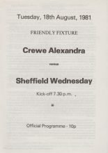 Crewe Alexandra v Sheffield Wednesday  18-Aug-1981