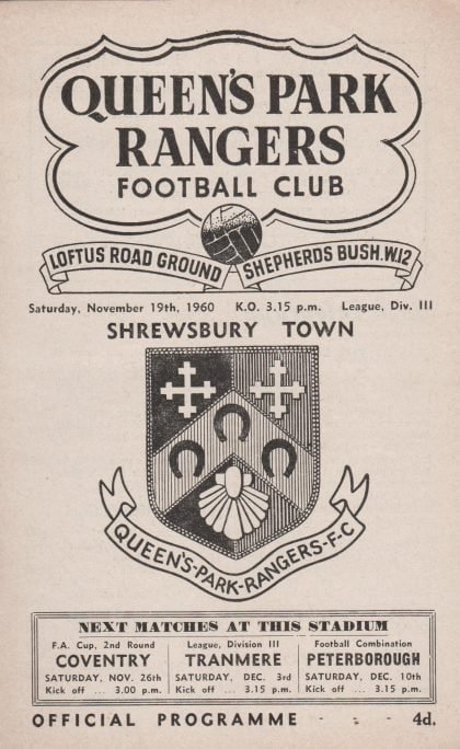 Queens Park Rangers v Shrewsbury Town   19-Nov-1960