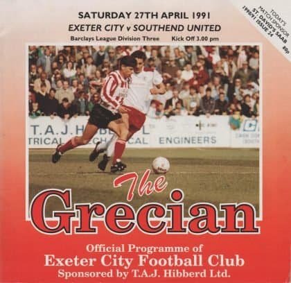 Exeter City v Southend United 27-Apr-1991